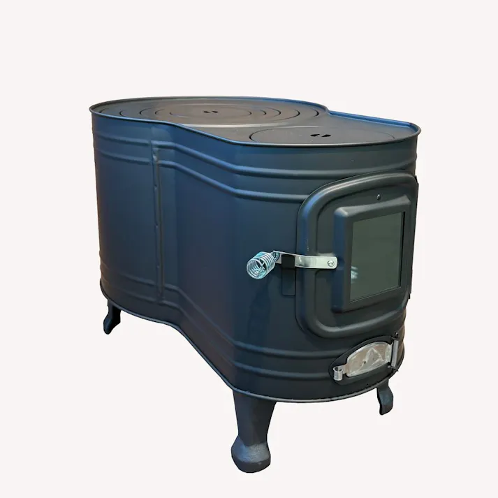 黒耐熱ステンレス製 窓付時計型薪ストーブ ASW-60B 煙突径φ106mm 暖房面積10~15坪