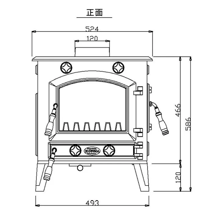 鋳物薪ストーブ HTC-50TX 煙突径φ120mm 暖房面積20~30坪【別送品】