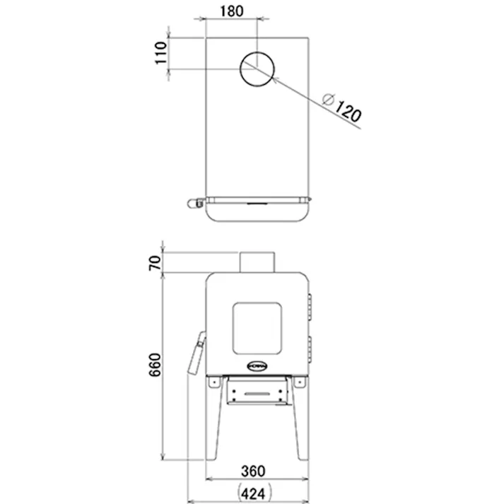 鋼板製薪ストーブ HM-360 煙突径φ120mm 暖房面積20~25坪【別送品】