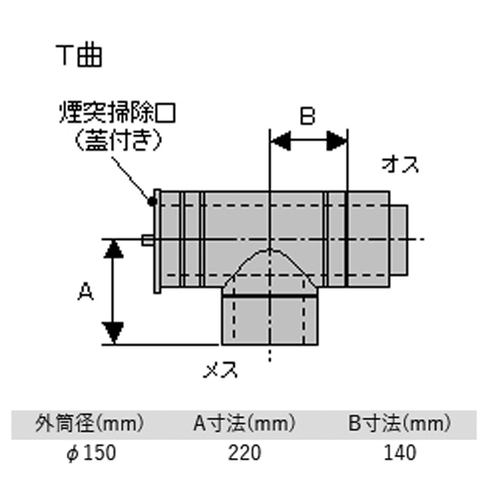 黒耐熱 二重 ステンレス T曲 φ106mm 外筒径φ150mm ハゼ折り煙突 | 空調