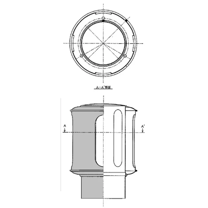 ステンレス 丸型トップ φ100mm ボイラー用 ハゼ折り煙突