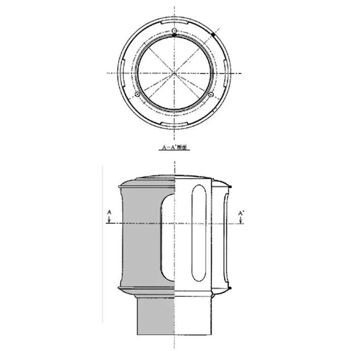 ステンレス 丸型トップ φ106mm ボイラー用 ハゼ折り煙突