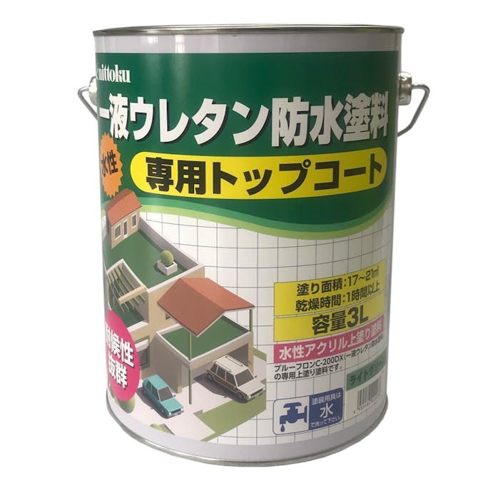 日本特殊塗料 1液ウレタン防水塗料 専用トップコート ライトグリーン 3L【別送品】