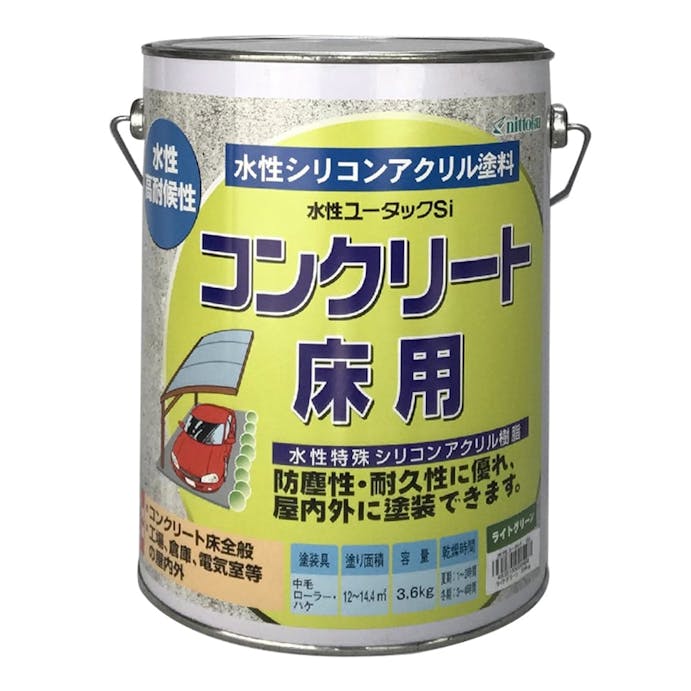 日本特殊塗料 水性ユータックSi コンクリート床用 ライトグリーン 3.6kg【別送品】