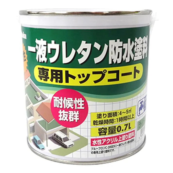 日本特殊塗料 1液ウレタン防水塗料 専用トップコート ライトグリーン 0.7L【別送品】