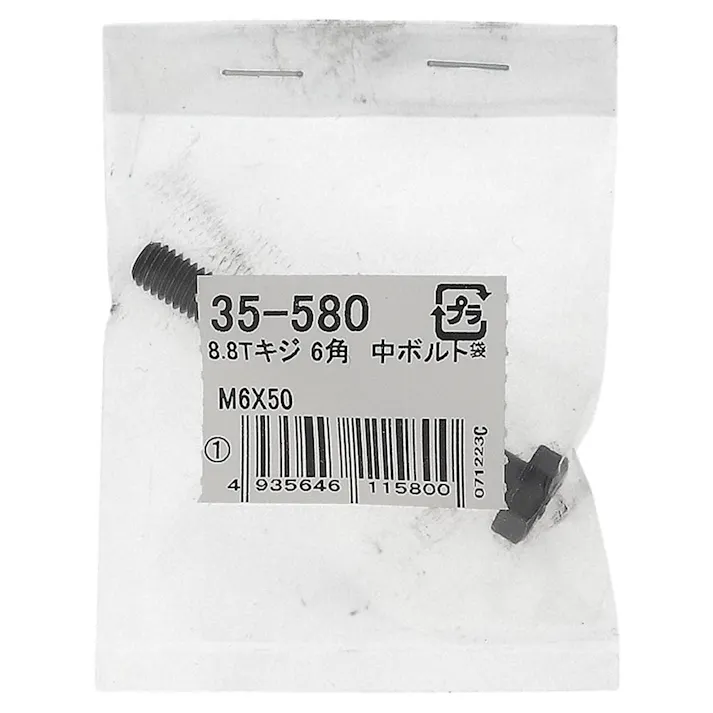 生地8.8六角中ボルト 35-580 M6×50mm 1入