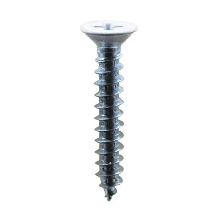 タッピング頭塗装 皿 鉄/ユニクロメッキ 白 4×30mm 8入