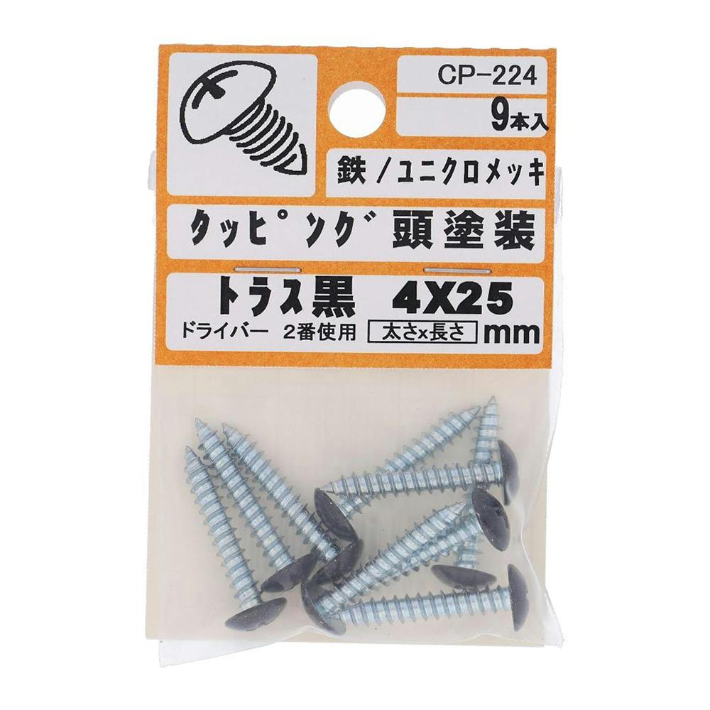 カラータッピング トラス 黒 CP-224 4×25mm タッピングねじ カラータッピング トラス 黒 CP-224 4×25mm タッピングねじ