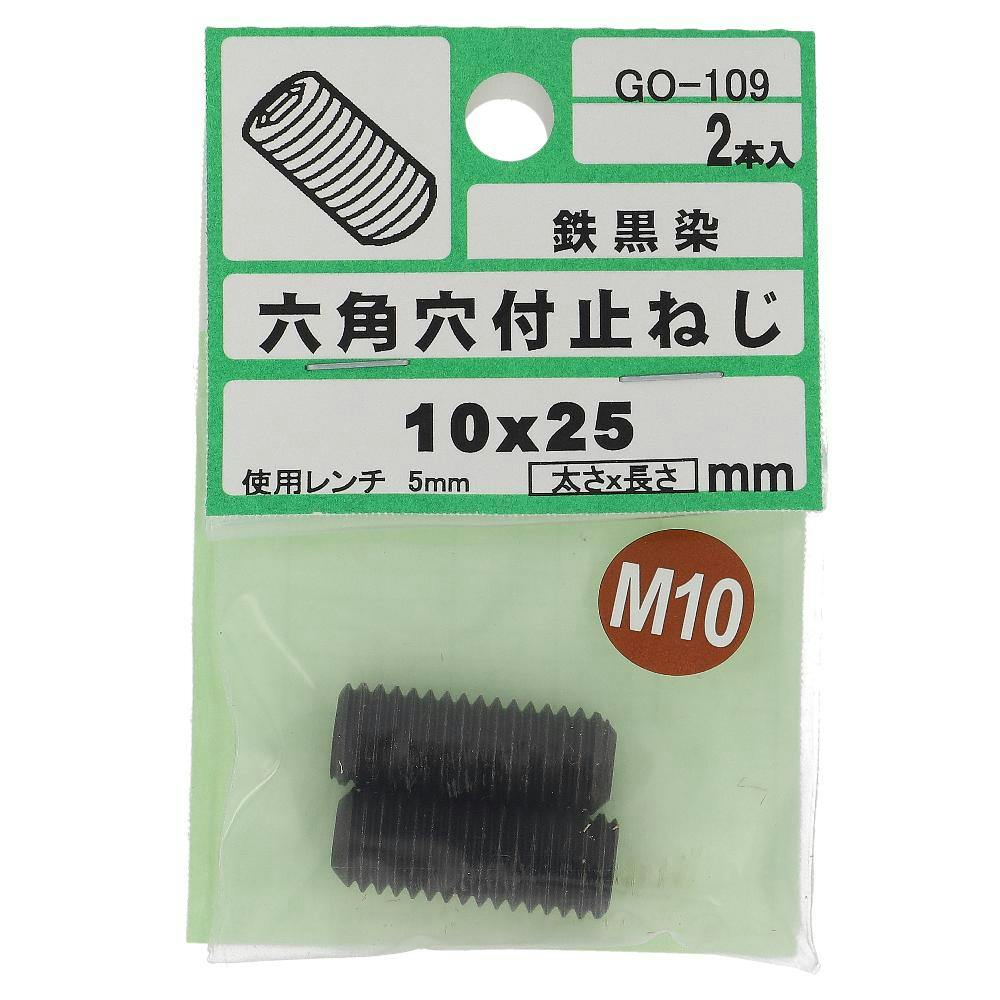 六角穴付止ねじ 鉄黒染 GO-109 10×25mm 2入 | ねじ・くぎ・針金