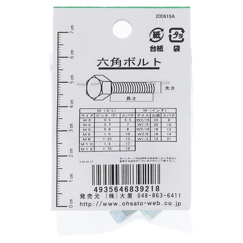 六角ボルト 鉄/ユニクロメッキ FO-221 W5/16×38mm 2入 | ねじ・くぎ