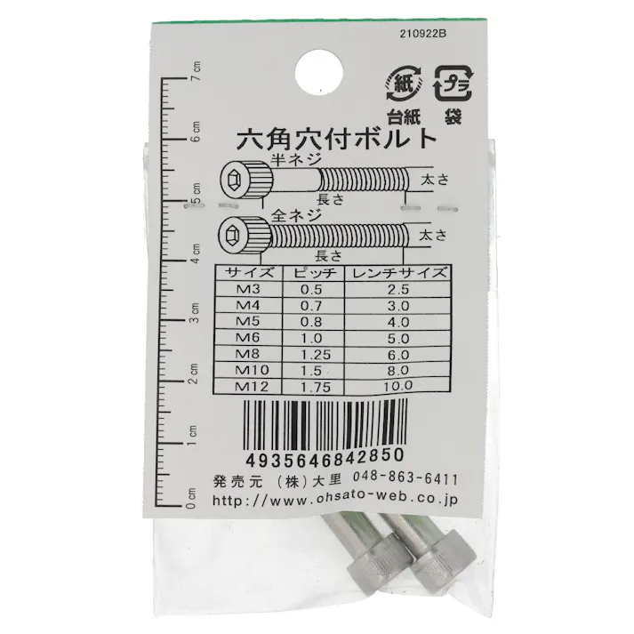 ステンレス 六角穴付ボルト GO-065 6×50mm 2入
