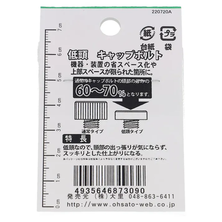 六角穴付ボルト ステンレス 低頭 GO-309 5×8mm 2本入