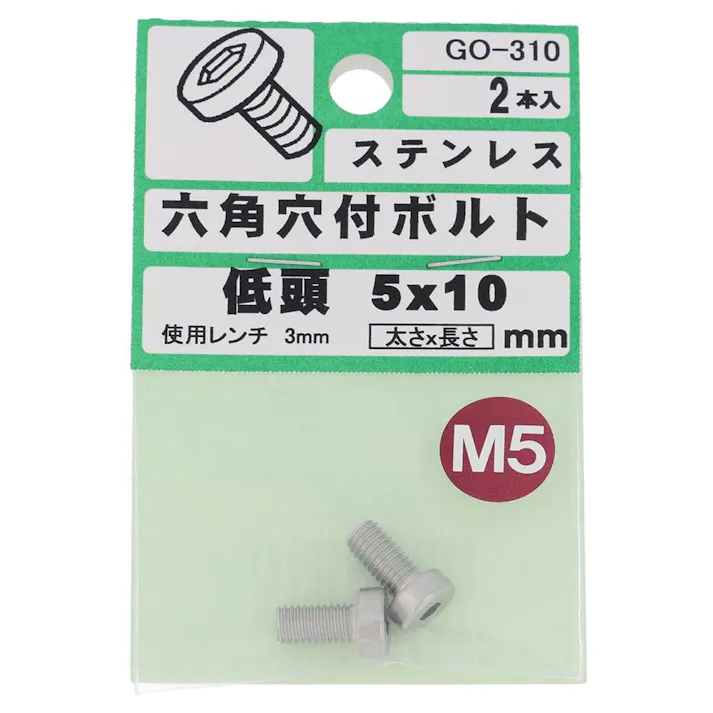 六角穴付ボルト ステンレス 低頭 GO-310 5×10mm 2本入
