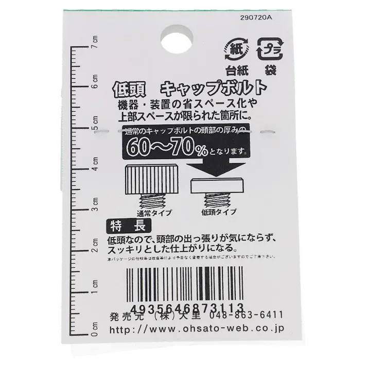 六角穴付ボルト ステンレス 低頭 GO-311 5×12mm 2本入