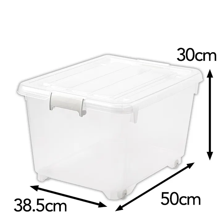 コロ付収納ケース深50 クリア 幅38.5×奥行50×高さ30cm