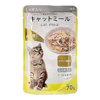 Pet’sOne キャットミールパウチ かつお&まぐろ しらす入り 成猫用 70g(販売終了)