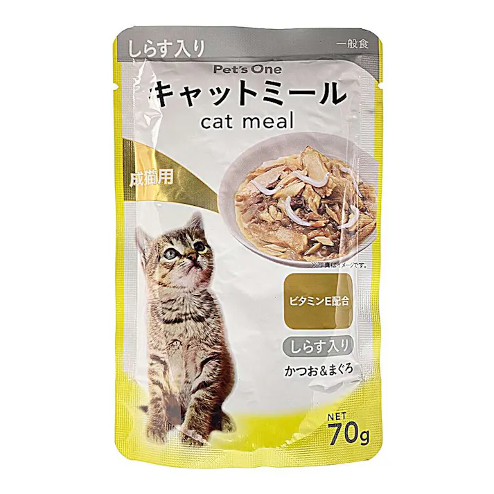 Pet’sOne キャットミールパウチ かつお&まぐろ しらす入り 成猫用 70g(販売終了)