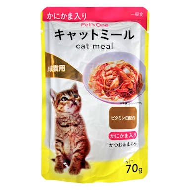 Pet’sOne キャットミールパウチ かつお＆まぐろ かにかま入り 成猫用 70g