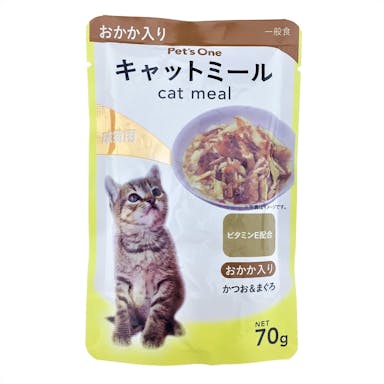 Ｐｅｔ’ｓＯｎｅ　キャットミールパウチ　かつお＆まぐろ　おかか入り　成猫用　７０ｇ