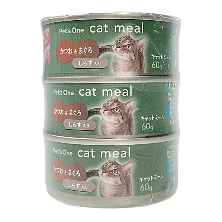 Pet’sOne キャットミール かつお&まぐろ しらす入り ミニ(60g)3缶パック