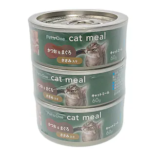 Pet’sOne キャットミール かつお&まぐろ ささみ入り ミニ(60g)3缶パック