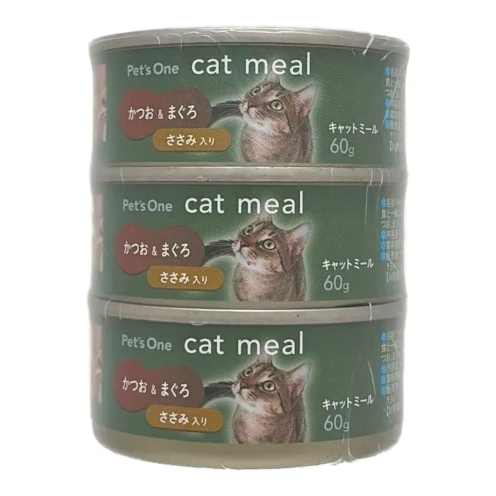 Pet’sOne キャットミール かつお&まぐろ ささみ入り ミニ(60g)3缶パック