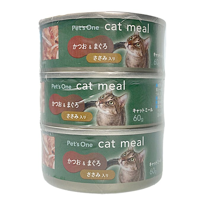 Pet’sOne キャットミール かつお＆まぐろ ささみ入り ミニ(60g)3缶パック