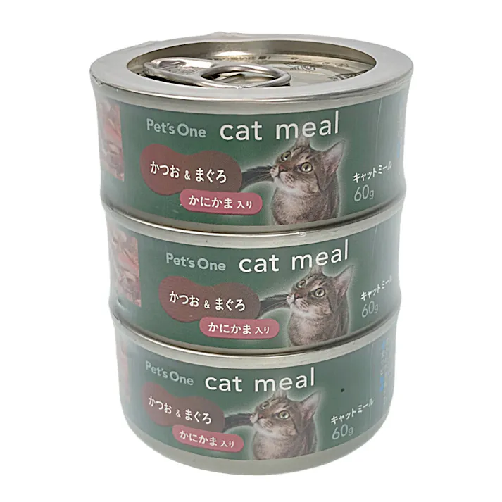 Pet’sOne キャットミール かつお&まぐろ かにかま入り ミニ(60g)3缶パック