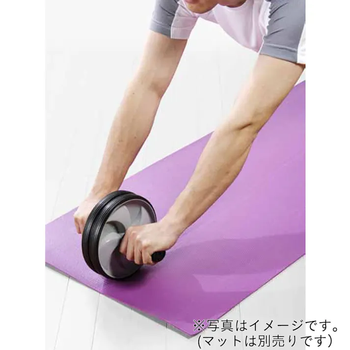 カインズ ダブルホイールローラー DHR-1719BK 幅25cm 奥行19cm 高さ19cm 腹筋トレーニング 背筋トレーニング トレーニング器具