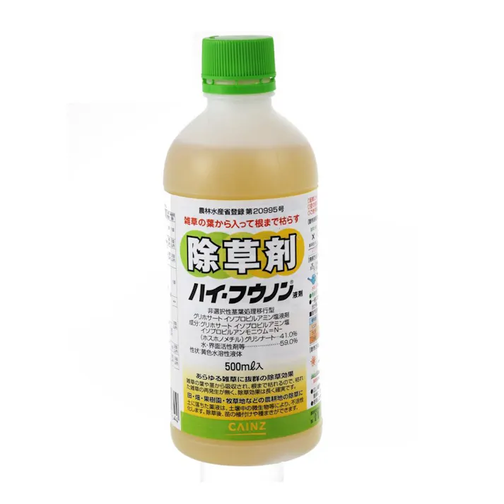 ハイ・フウノン液剤 農耕地用除草剤 500ml 液体 雑草の葉や茎から吸収 根まで枯らす 土壌分解 土壌残留なし
