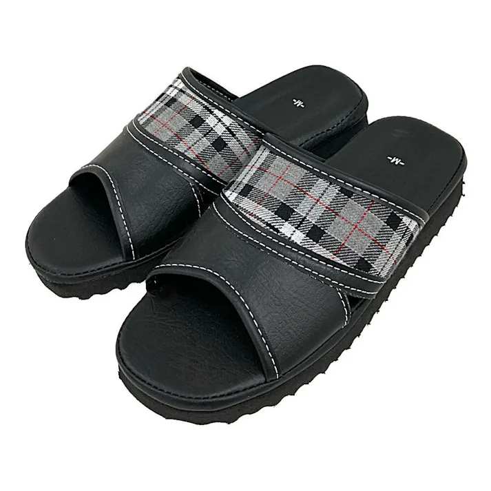 紳士軽量サンダル チェック SS-26ブラック