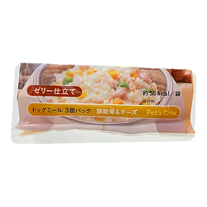 Pet’sOne ドッグミール ささみ&緑黄色野菜豚軟骨&チーズ入りゼリー仕立て 10歳以上用80g×3袋