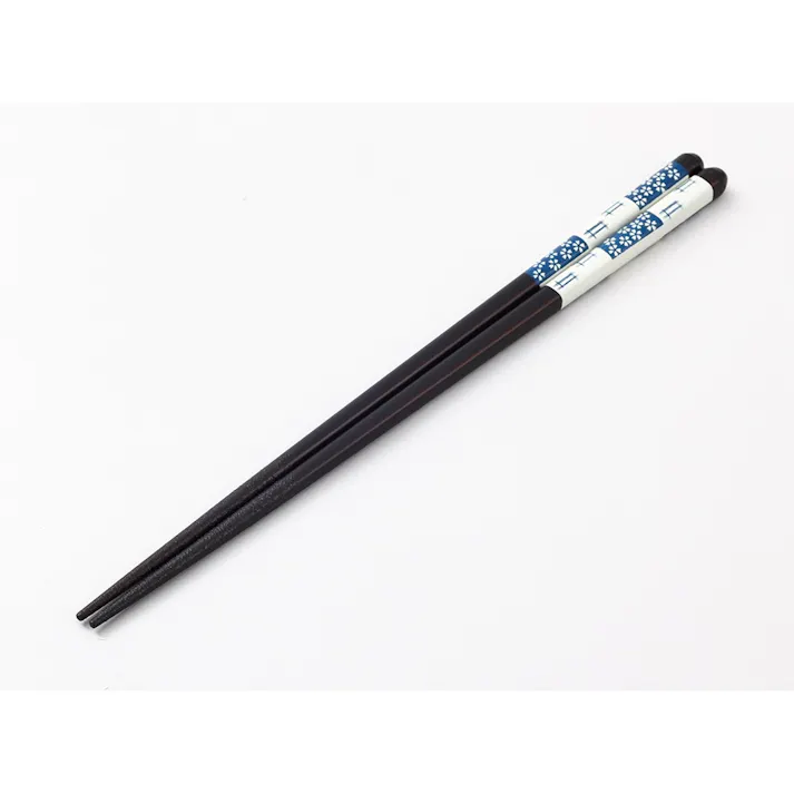 食洗機で洗える 木製塗箸 花かすり(紺)23cm(販売終了)