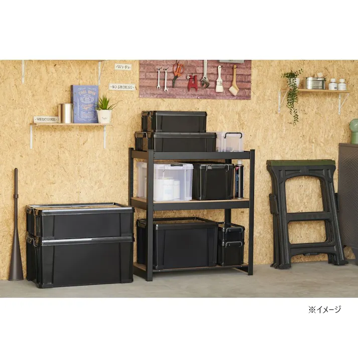 カインズ フタ付ハードコンテナ #45 ブラック 幅37.9cm 奥行54.5cm 高さ32.2cm