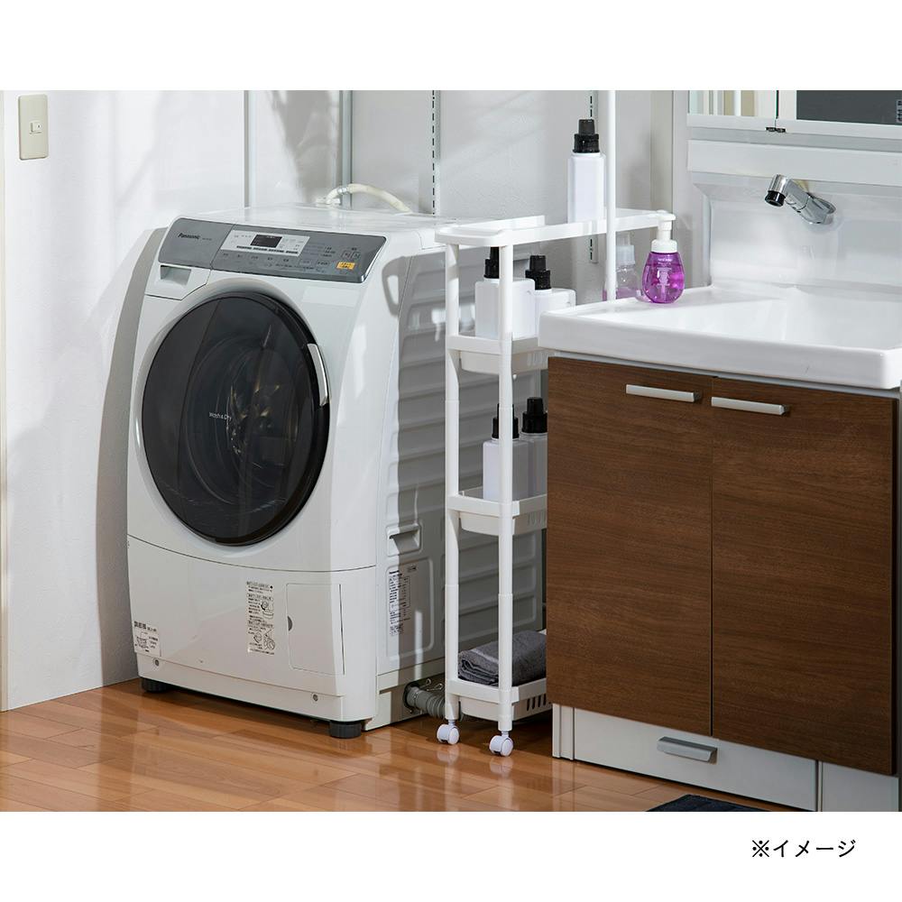 キャスター付きワゴン4段 スリム ホワイト H12 幅15cm | キッチン収納