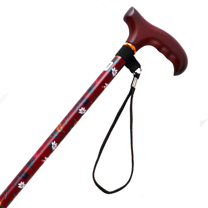 CAINZ 花柄伸縮ステッキ ワイン