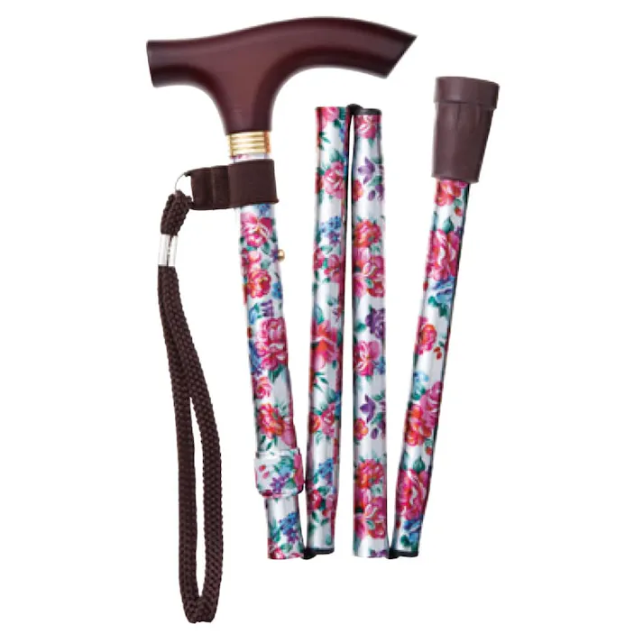 CAINZ 花柄折畳式ステッキ シルバー