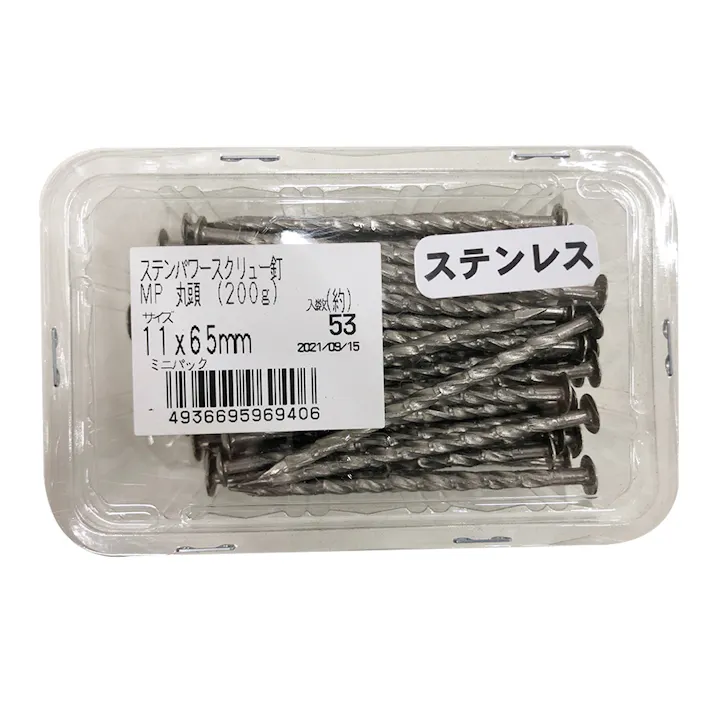 カインズ パワースクリュー釘MP ステンレス 丸頭 11×65mm 200g