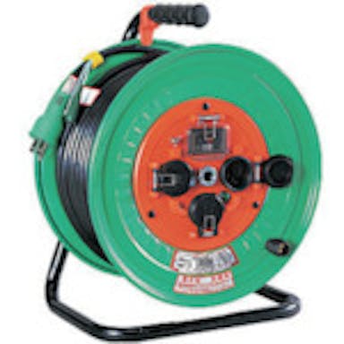 【CAINZ-DASH】日動工業 電工ドラム　屋外型　過負荷漏電保護兼用ブレーカ付　２ＰＮＣＴ電線　３０ｍ NW-EK33PN【別送品】