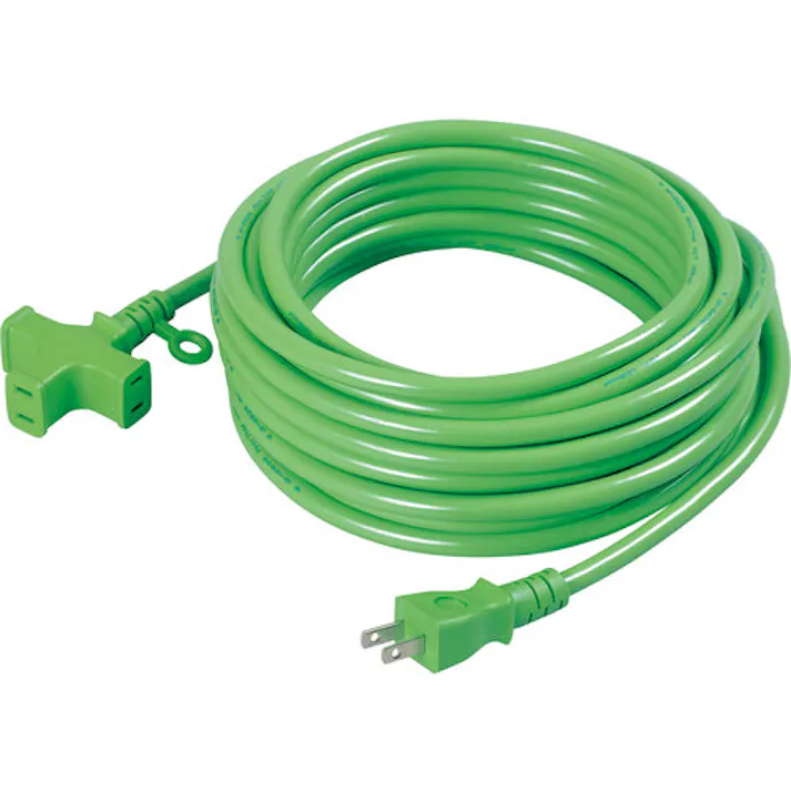 【CAINZ-DASH】日動工業 十字トリプル延長コード アース無し 10m 緑 MRS-10-G【別送品】