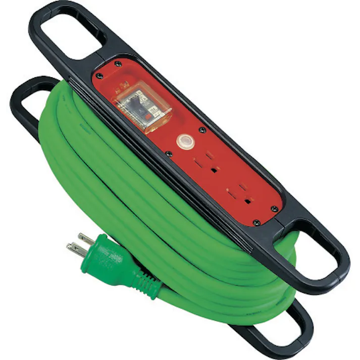 【CAINZ-DASH】日動工業 ハンドリール 100V 3芯×10m 緑 アース過負荷漏電しゃ断器付 HR-EK102-G【別送品】