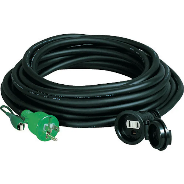 【CAINZ-DASH】日動工業 シングルポッキン延長コード 防雨型シングルポッキン アース付 防雨キャップ付 20m 極太ソフト電線SVCT2.0 PSW-20E【別送品】