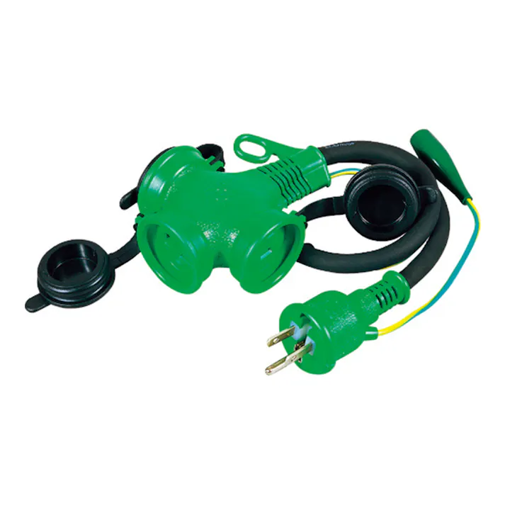 日動工業 NICHIDO トリプルポッキン延長コード 防雨型トリプルポッキン アース付 防雨キャップ付 0.5m PPTW-0.5E