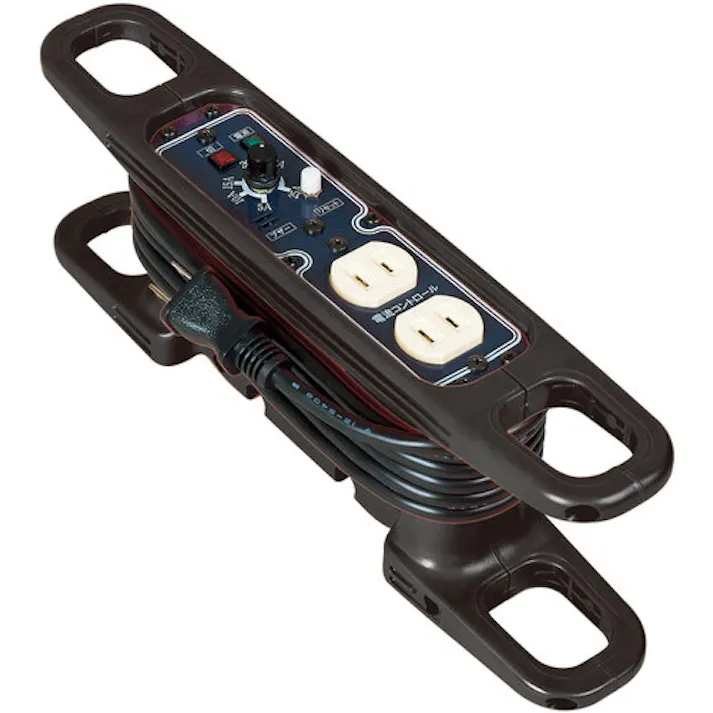 【CAINZ-DASH】日動工業 ハンドリール 電流コントロールリール 100V 2芯×3m 黒 HRC-032【別送品】