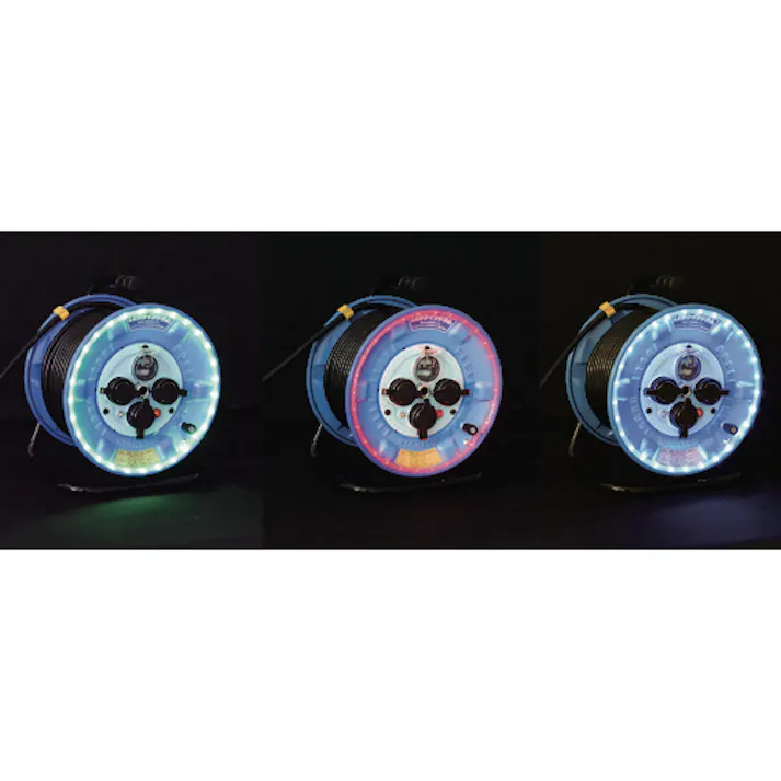 【CAINZ-DASH】日動工業 電工ドラム 防雨型LEDラインドラム 青 漏電保護専用 30m NPWL-EB33-B【別送品】