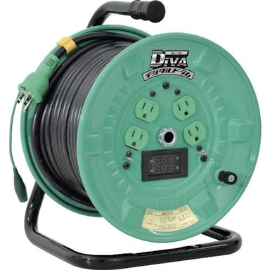 【CAINZ-DASH】日動工業 電工ドラム　デジタルドラム　電圧電流メーター付　漏電保護専用ブレーカ付　３０ｍ NPDM-EB34【別送品】
