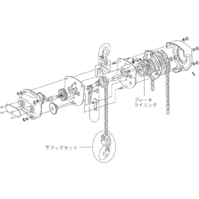 【CAINZ-DASH】象印チェンブロック 手動チェーンブロック用パーツ　Ｋ－２型用下フックセット（Ｋ－０．５用）　（ＹＫ－００５０１７） YK-005017【別送品】