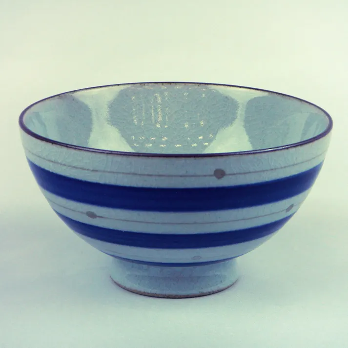飯碗(大)点彩駒 ブルー