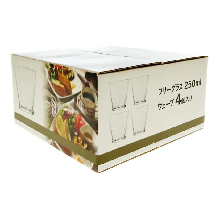 フリーグラス 250ml ウェーブ 4個入