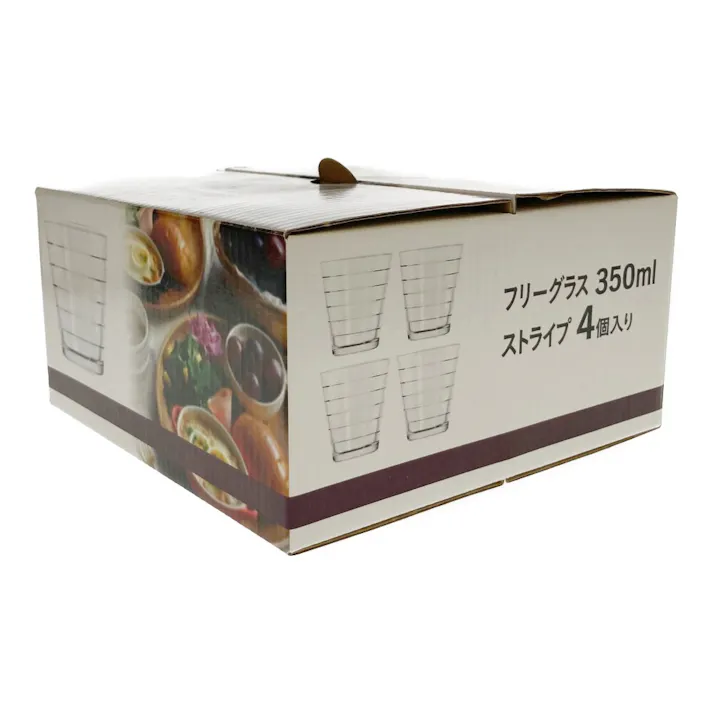 フリーグラス 350ml ストライプ 4個入